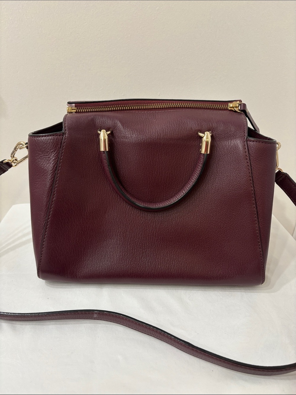 kate spade Burgundy Leather Tassel Satchel with Gold Hardware - Picture 3 of 11